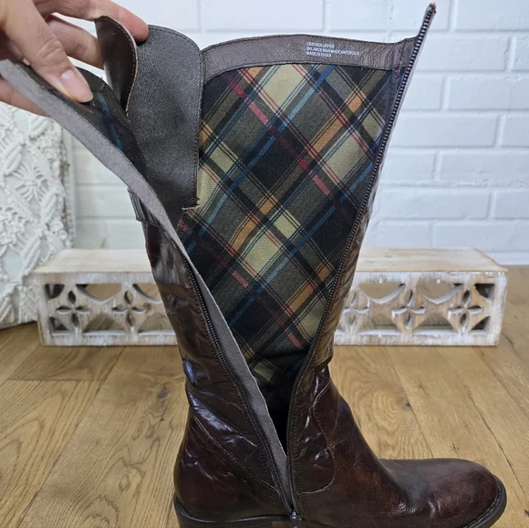 Born Cherry Brown Heeled Knee High Riding Boots Size 8 - Picture 13 of 14
